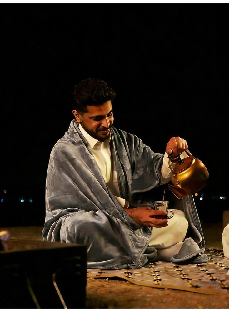 نامالو بطانية نامالو مصنوعة من البوليستر بنسبة 100%، وزنها 280 غرام، بطانية مناسبة لجميع الفصول، بطانية مخملية ناعمة ومريحة، مناسبة للأسرة والأرائك، لونها رمادي. - Image 4